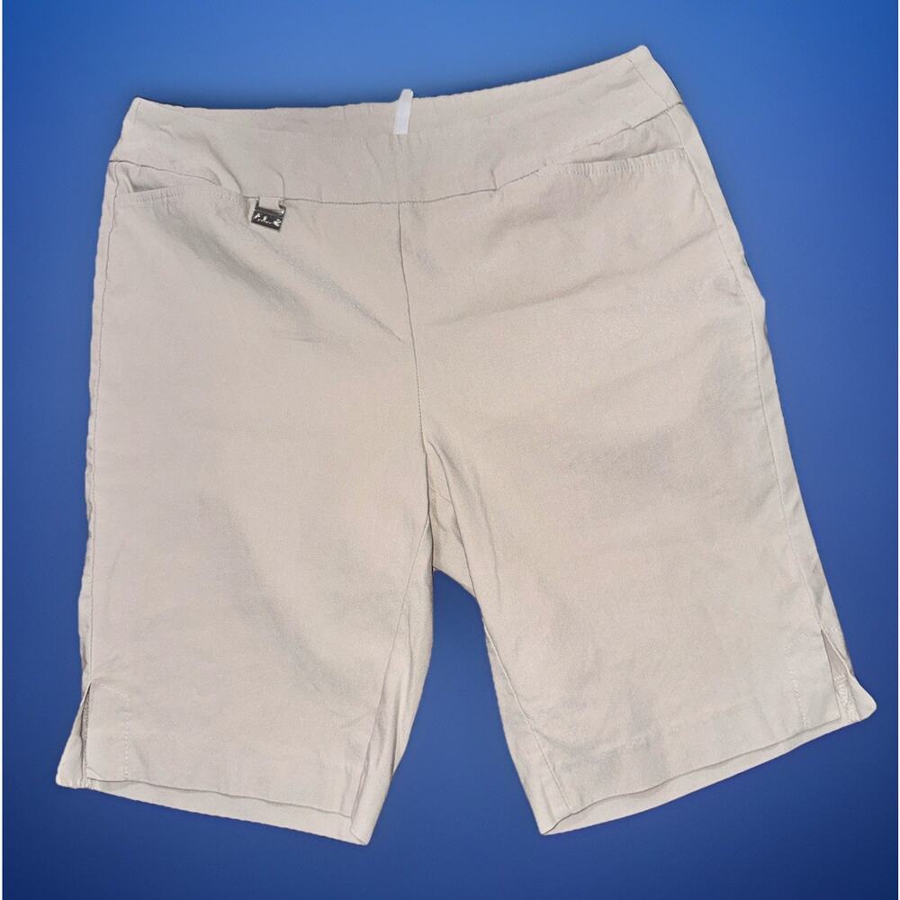 Lulu B Beige Bangladine Stretch 10” Inseam Bermuda Shorts Sz 10 Bermuda S